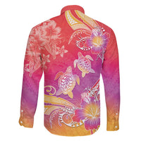 Polynesia Sea Turtle Couple Family Matching Off Shoulder Short Dress and Hawaiian Shirt One Soul One Love