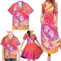 Polynesia Sea Turtle Couple Family Matching Summer Maxi Dress and Hawaiian Shirt One Soul One Love