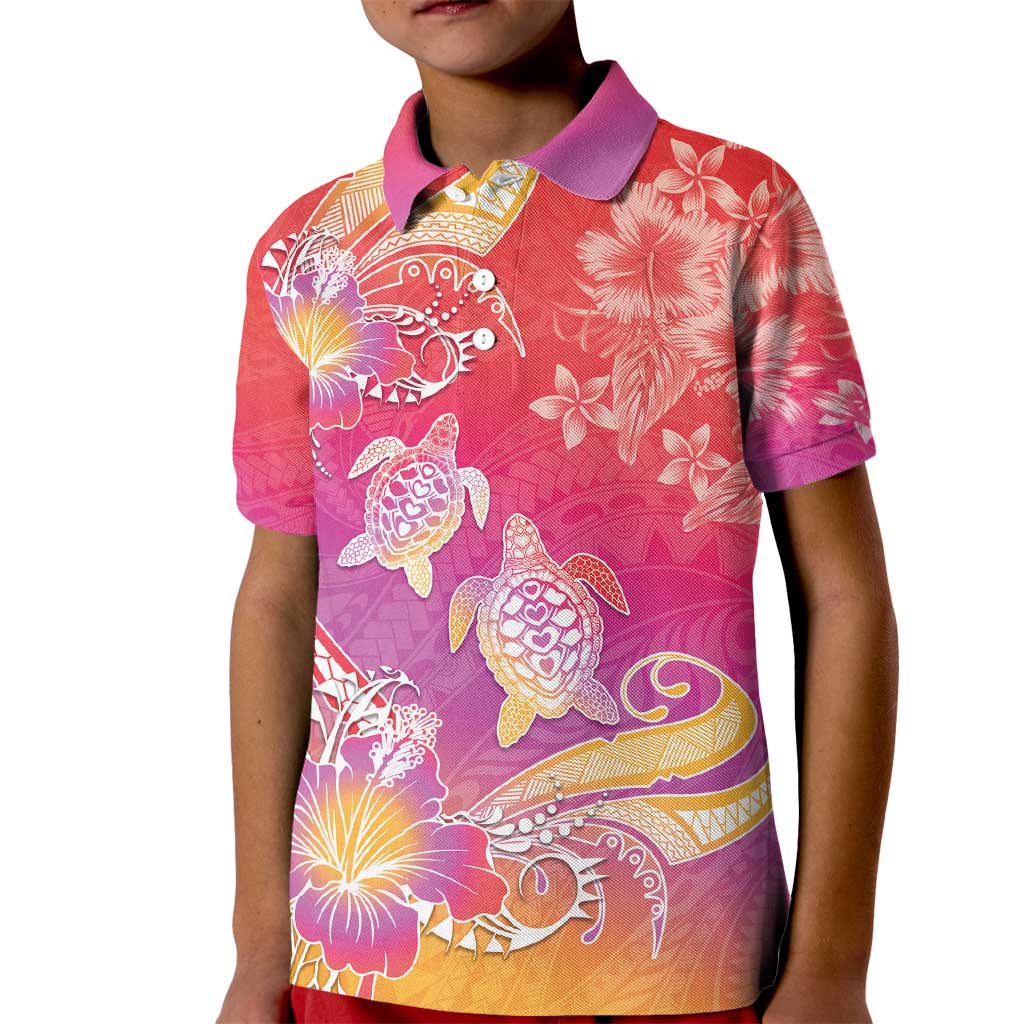Polynesia Sea Turtle Couple Kid Polo Shirt One Soul One Love LT05 Kid Red - Polynesian Pride