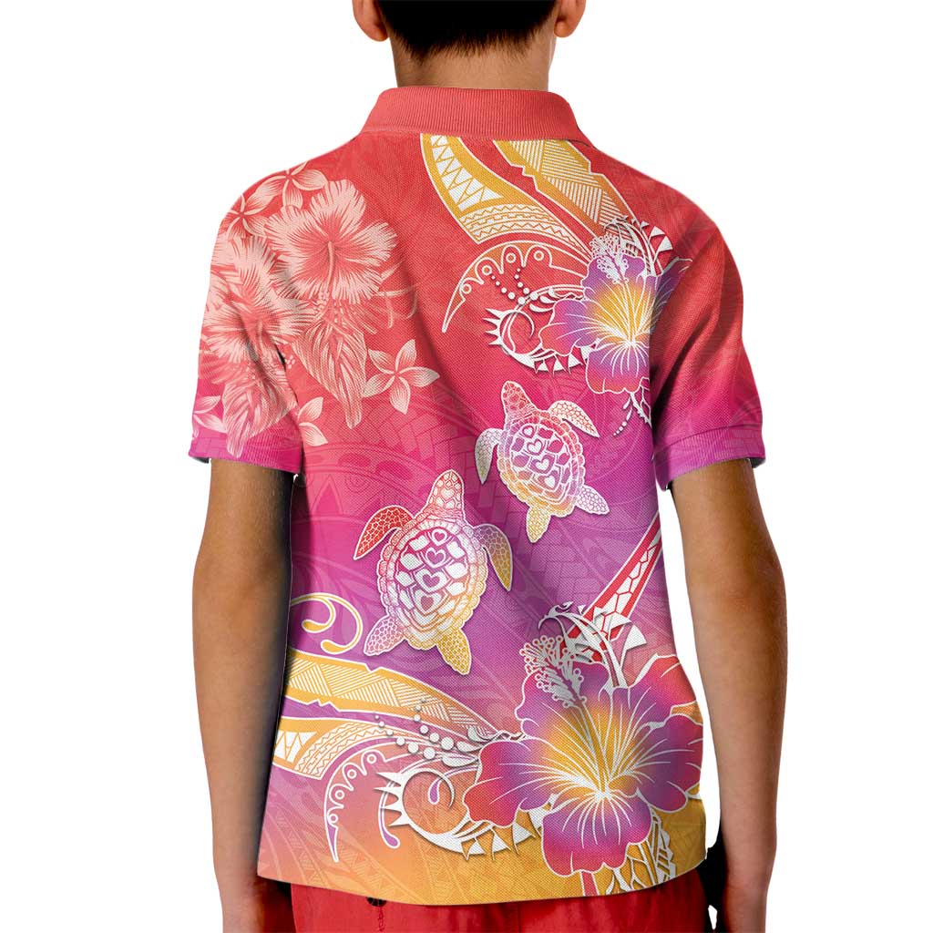 Polynesia Sea Turtle Couple Kid Polo Shirt One Soul One Love