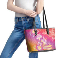 Polynesia Sea Turtle Couple Leather Tote Bag One Soul One Love
