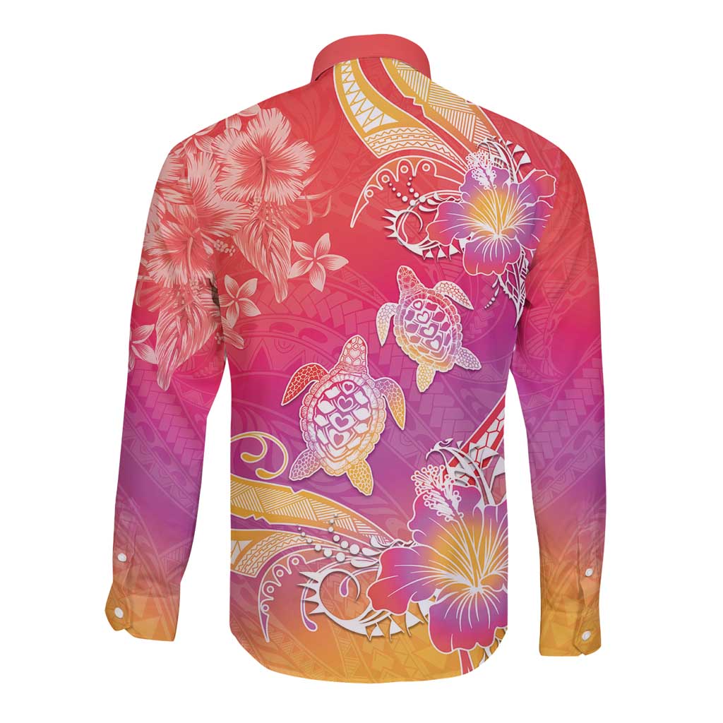Polynesia Sea Turtle Couple Long Sleeve Button Shirt One Soul One Love
