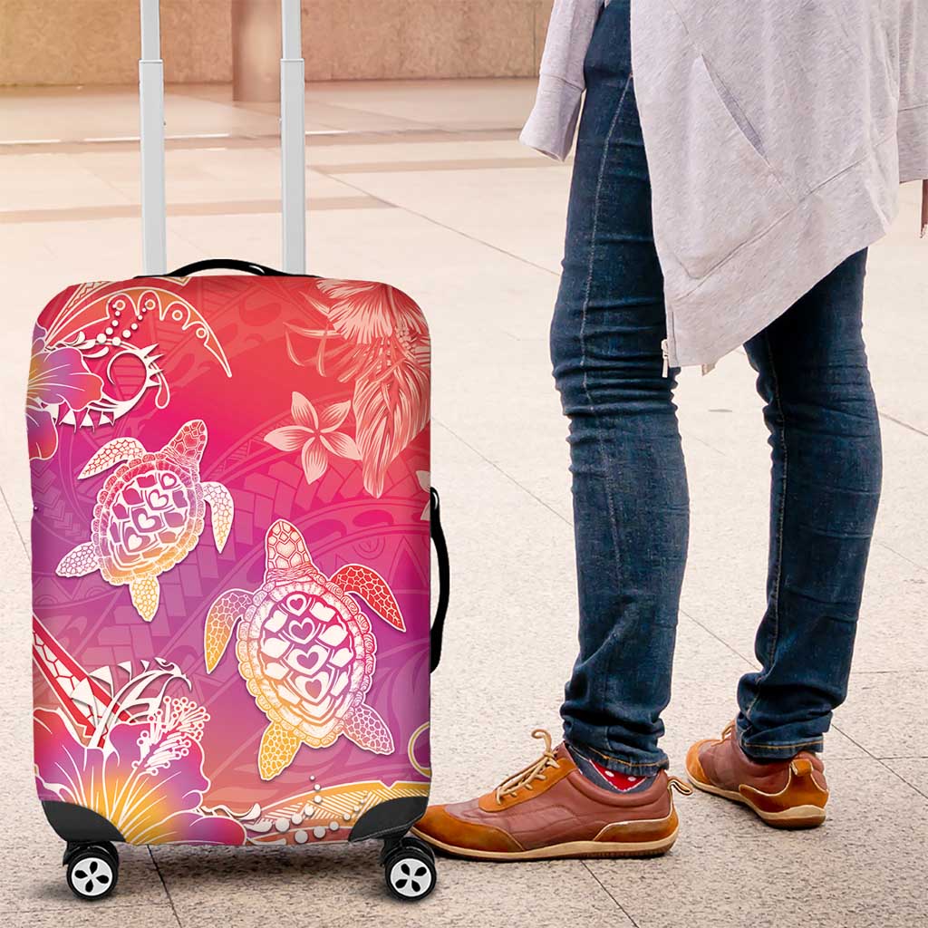 Polynesia Sea Turtle Couple Luggage Cover One Soul One Love LT05 Red - Polynesian Pride