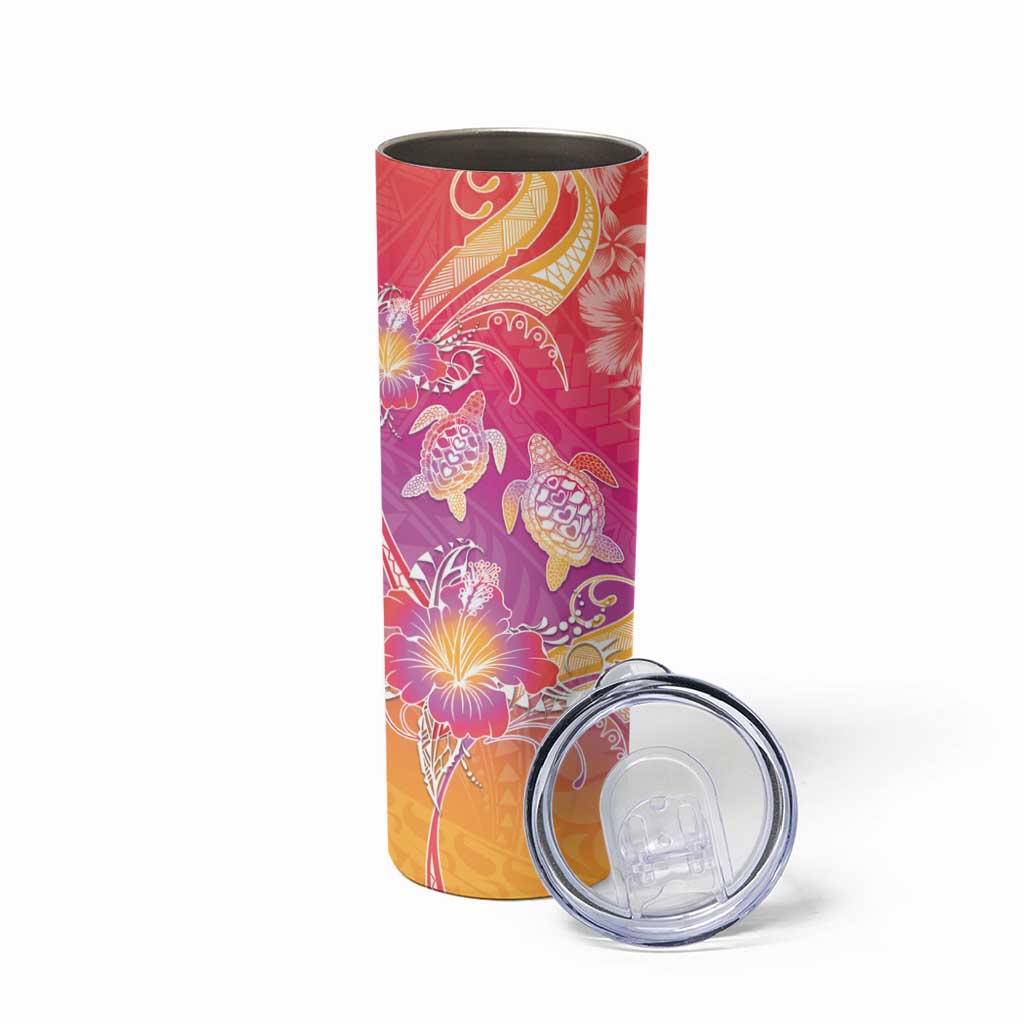 Polynesia Sea Turtle Couple Skinny Tumbler One Soul One Love
