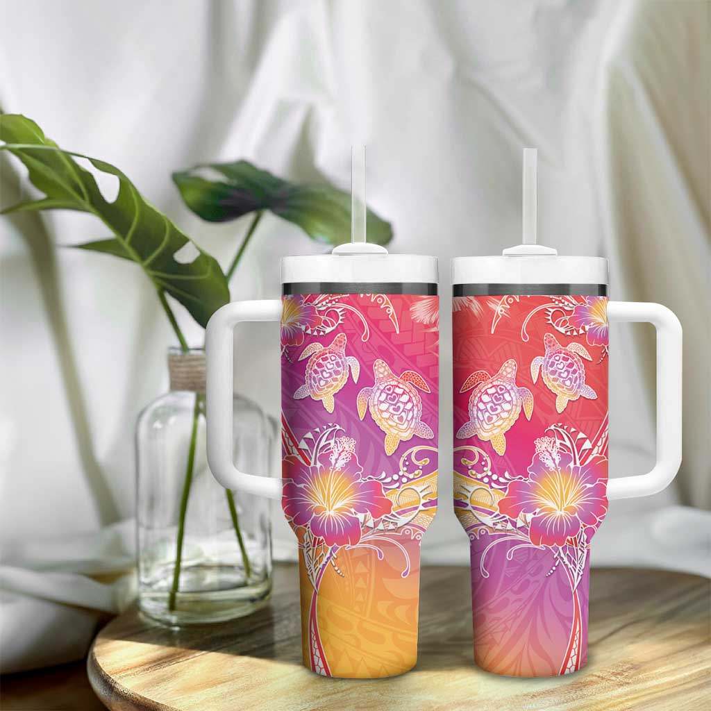 Polynesia Sea Turtle Couple Tumbler With Handle One Soul One Love