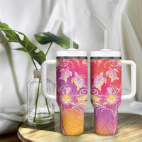 Polynesia Sea Turtle Couple Tumbler With Handle One Soul One Love