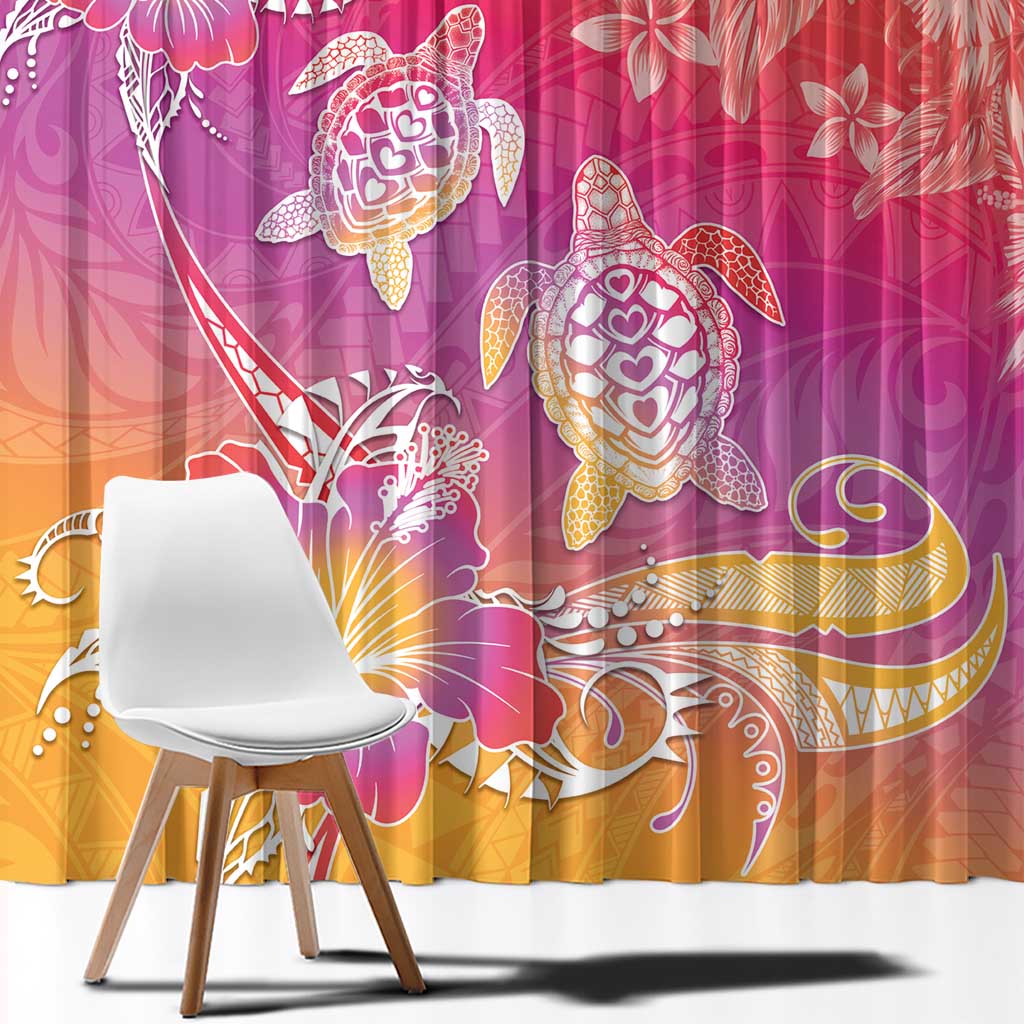 Polynesia Sea Turtle Couple Window Curtain One Soul One Love
