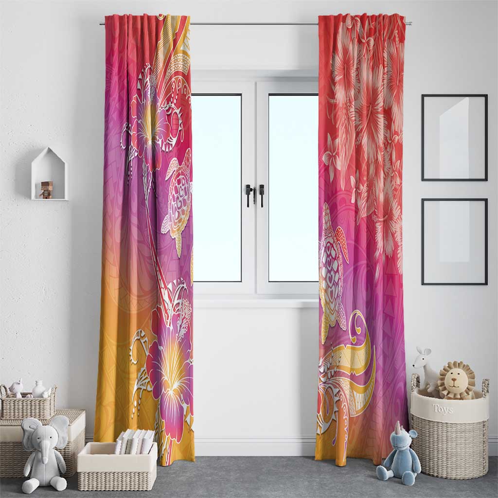 Polynesia Sea Turtle Couple Window Curtain One Soul One Love