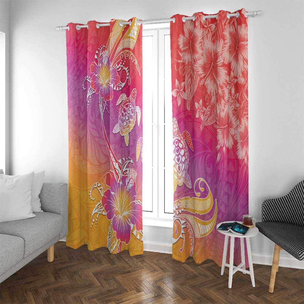 Polynesia Sea Turtle Couple Window Curtain One Soul One Love