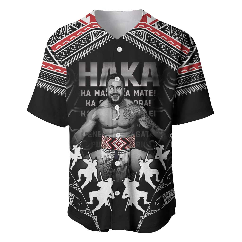 New Zealand Aotearoa Baseball Jersey Traditional Kapa Haka LT05 Black - Polynesian Pride