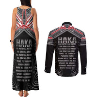 New Zealand Aotearoa Couples Matching Tank Maxi Dress and Long Sleeve Button Shirt Traditional Kapa Haka