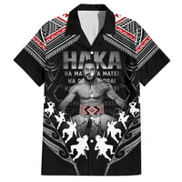 New Zealand Aotearoa Family Matching Tank Maxi Dress and Hawaiian Shirt Traditional Kapa Haka LT05 Dad's Shirt - Short Sleeve Black - Polynesian Pride