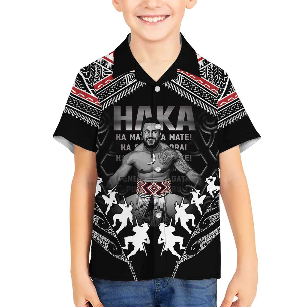New Zealand Aotearoa Family Matching Tank Maxi Dress and Hawaiian Shirt Traditional Kapa Haka LT05 Son's Shirt Black - Polynesian Pride