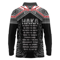 New Zealand Aotearoa Long Sleeve Polo Shirt Traditional Kapa Haka