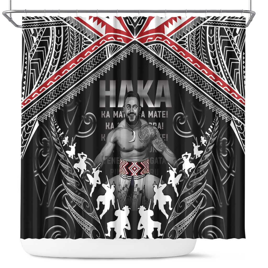New Zealand Aotearoa Shower Curtain Traditional Kapa Haka LT05 Black - Polynesian Pride