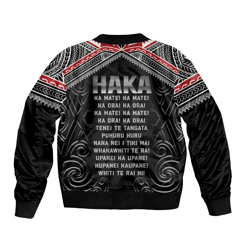 New Zealand Aotearoa Sleeve Zip Bomber Jacket Traditional Kapa Haka