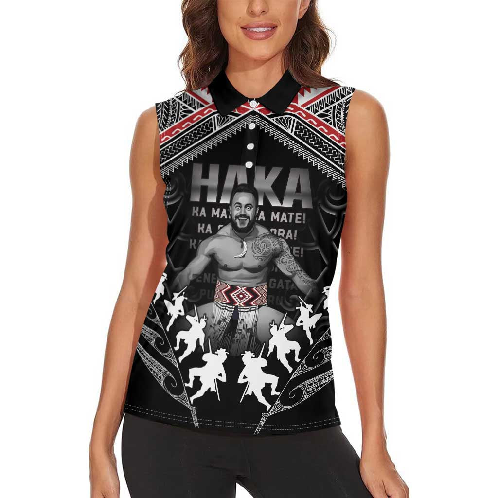 New Zealand Aotearoa Women Sleeveless Polo Shirt Traditional Kapa Haka