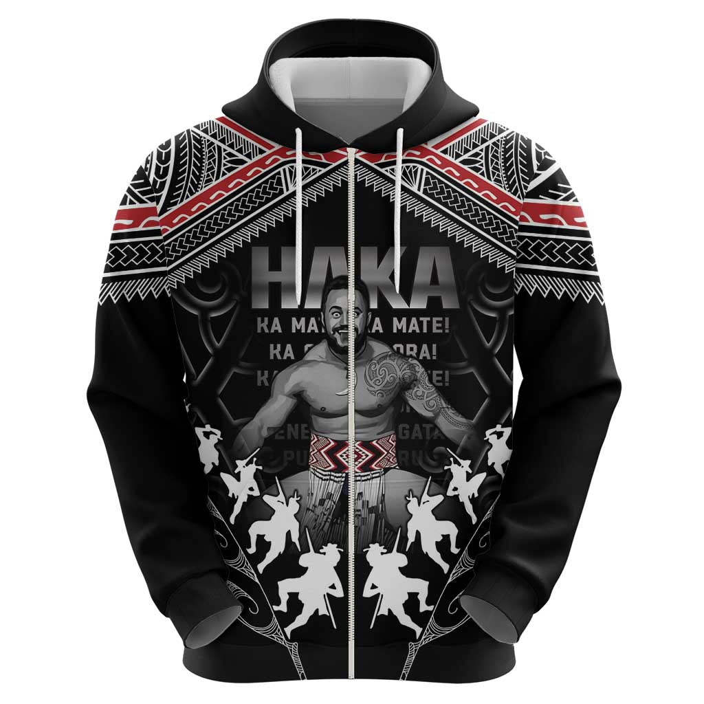 New Zealand Aotearoa Zip Hoodie Traditional Kapa Haka