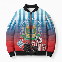 Personalised Free West Papua Bomber Puffer Jacket One People One Soul Unique Style LT05 Unisex Blue - Polynesian Pride