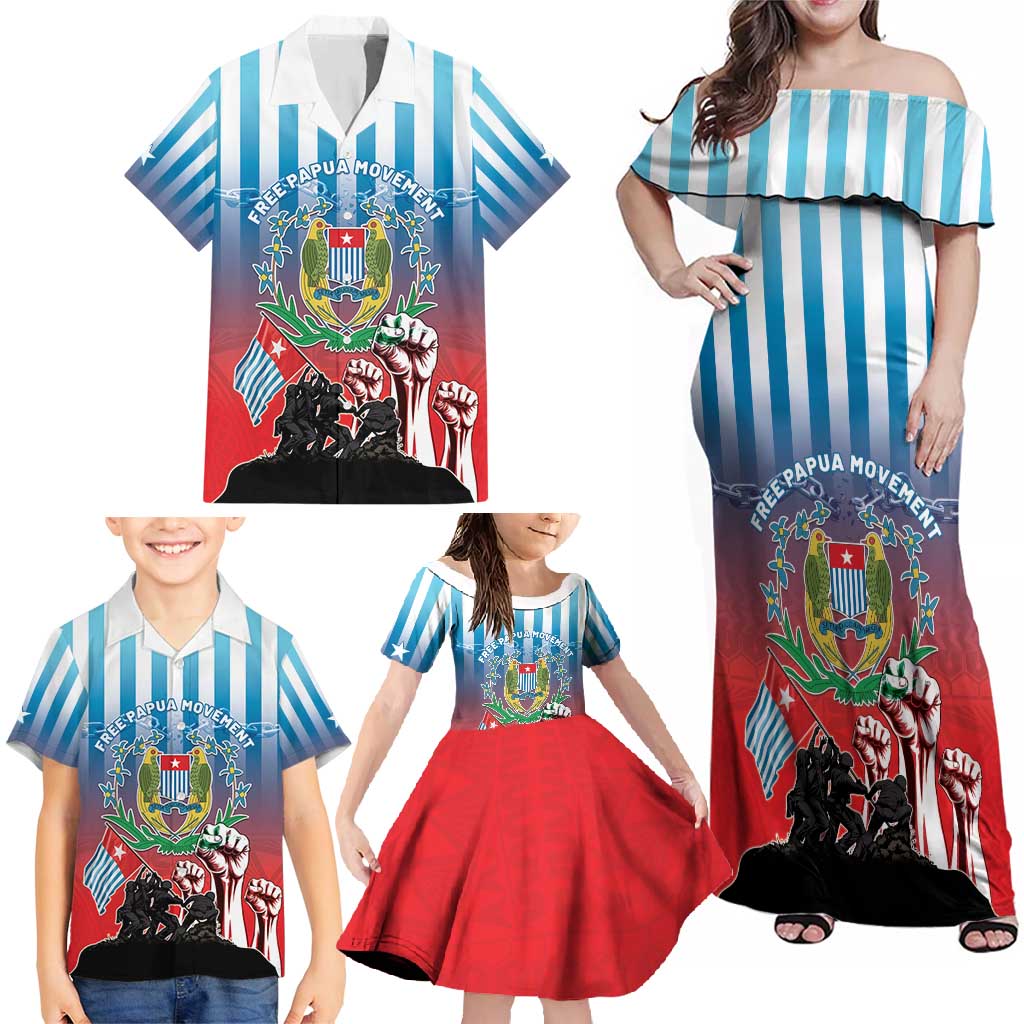 Personalised Free West Papua Family Matching Off Shoulder Maxi Dress and Hawaiian Shirt One People One Soul Unique Style - Polynesian Pride