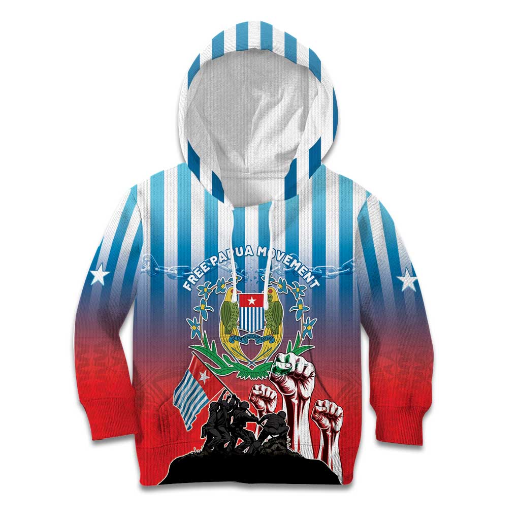 Personalised Free West Papua Kid Hoodie One People One Soul Unique Style LT05 Hoodie Blue - Polynesian Pride