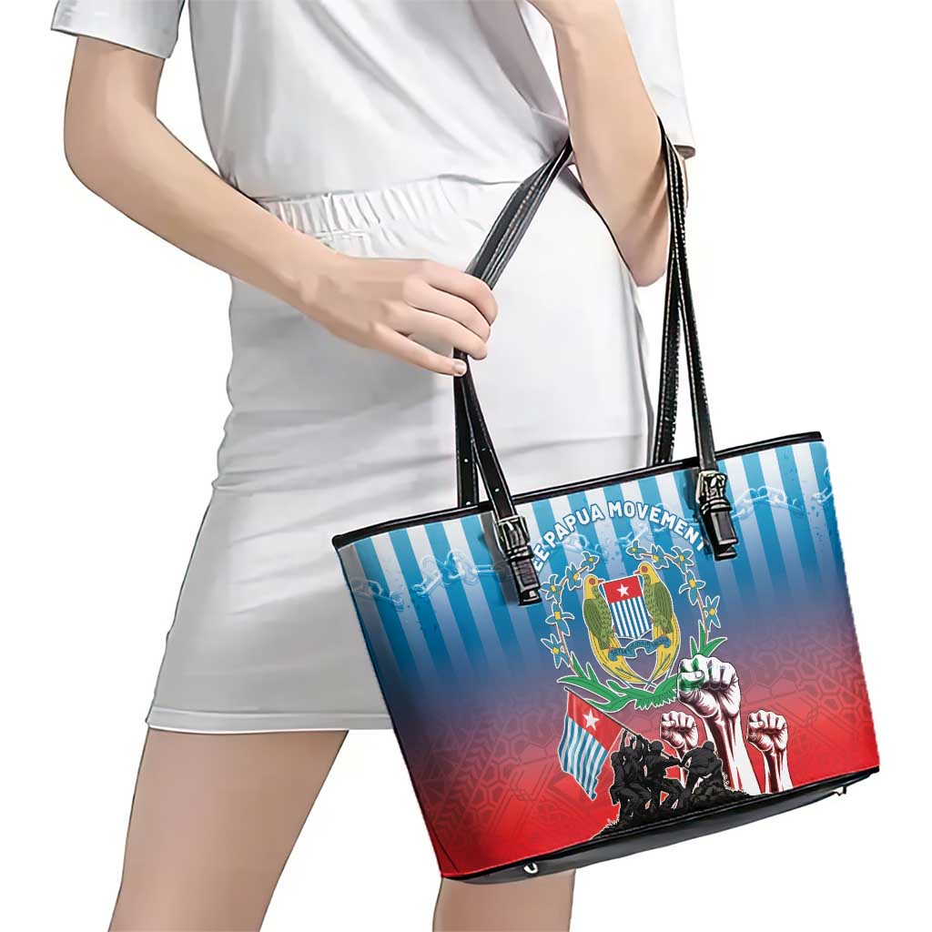 Free West Papua Leather Tote Bag One People One Soul Unique Style - Polynesian Pride