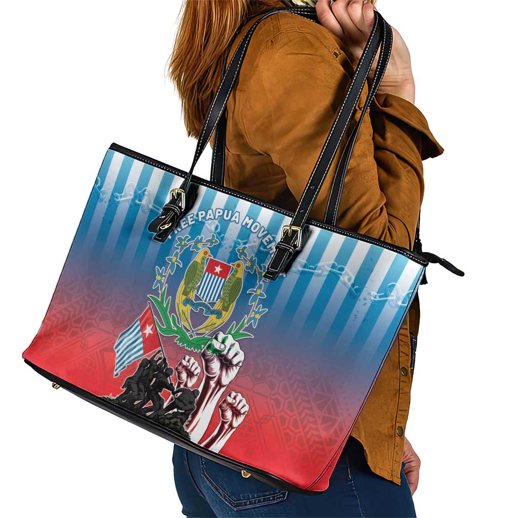 Free West Papua Leather Tote Bag One People One Soul Unique Style - Polynesian Pride