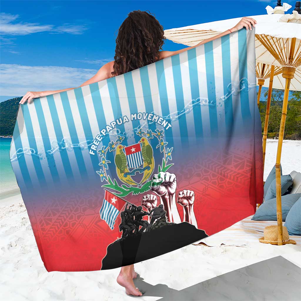 Free West Papua Sarong One People One Soul Unique Style LT05 One Size 44 x 66 inches Blue - Polynesian Pride