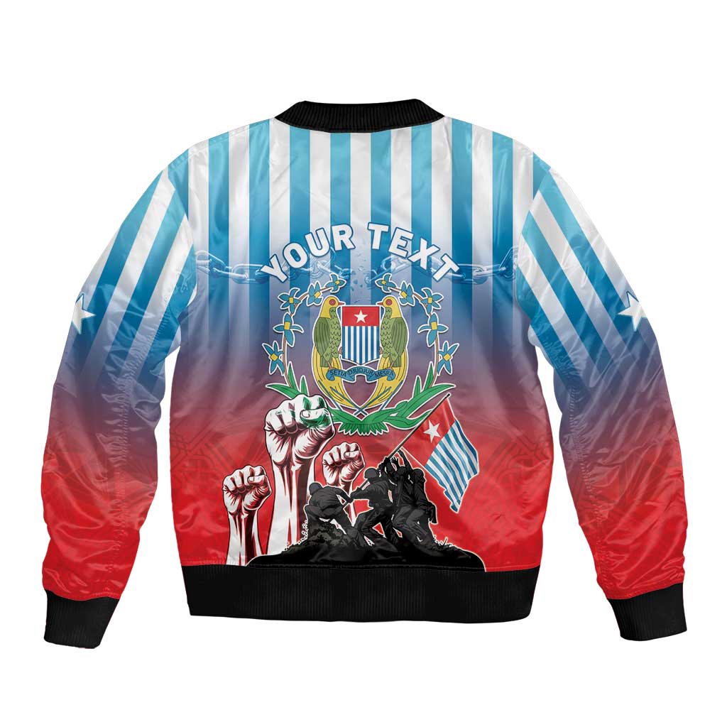 Personalised Free West Papua Sleeve Zip Bomber Jacket One People One Soul Unique Style - Polynesian Pride