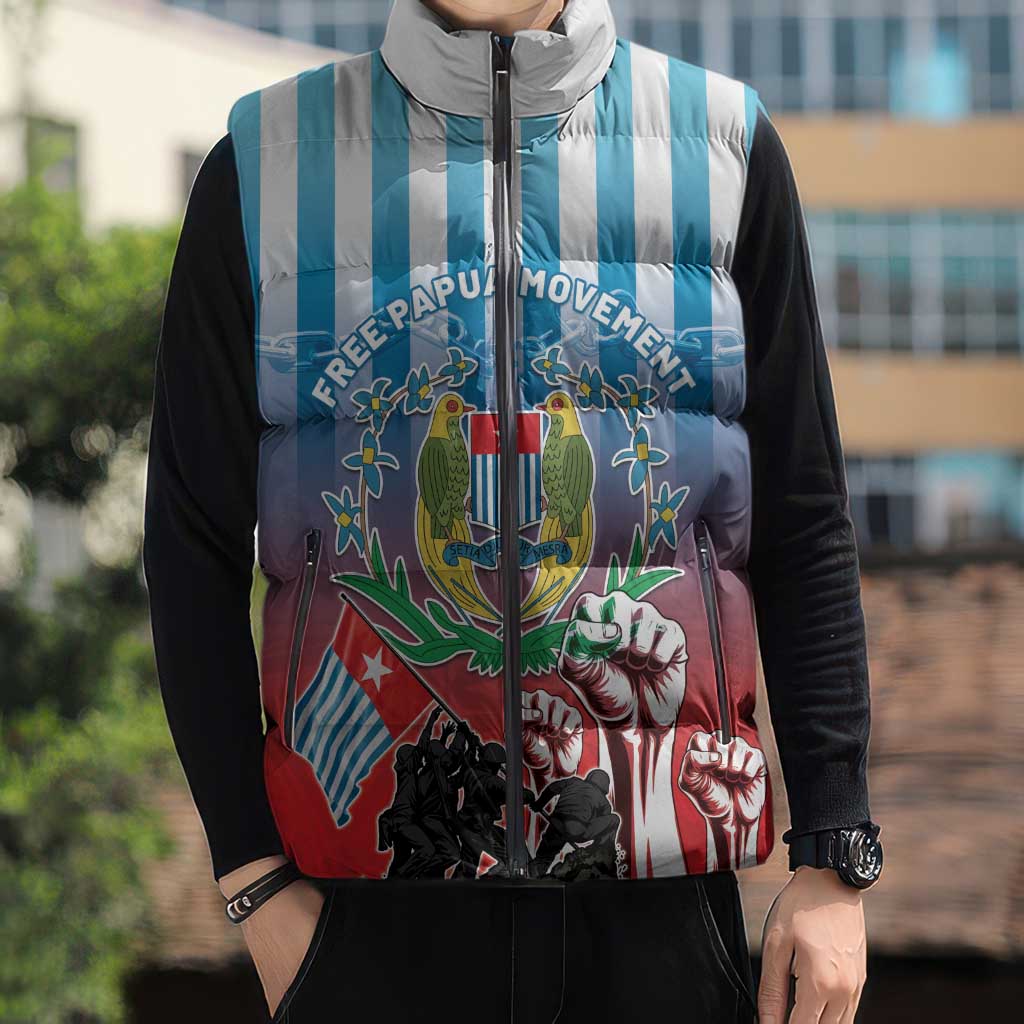 Personalised Free West Papua Sleeveless Puffer Jacket One People One Soul Unique Style - Polynesian Pride