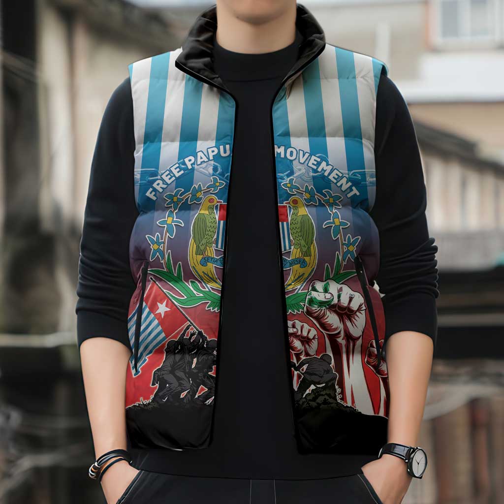 Personalised Free West Papua Sleeveless Puffer Jacket One People One Soul Unique Style - Polynesian Pride