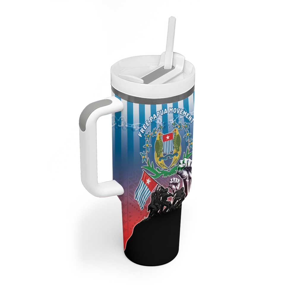 Personalised Free West Papua Tumbler With Handle One People One Soul Unique Style - Polynesian Pride