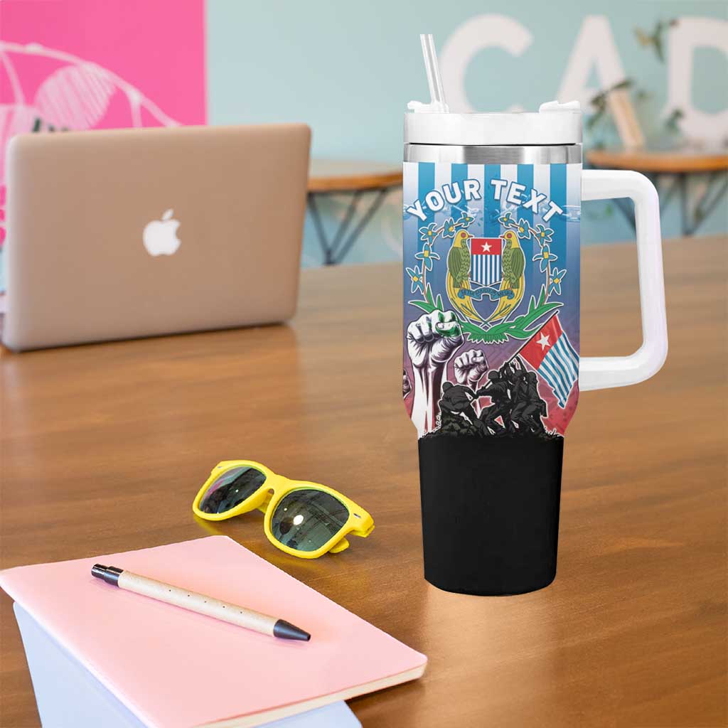 Personalised Free West Papua Tumbler With Handle One People One Soul Unique Style - Polynesian Pride