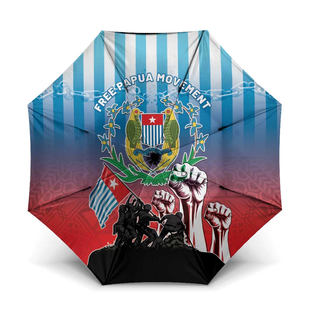 Free West Papua Umbrella One People One Soul Unique Style LT05 One Size Folded 11.42 inch Opened Diameter 37.4 inch Blue - Polynesian Pride