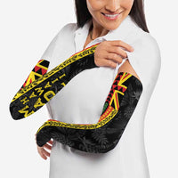 Hawaii Maoli Spirit Arm Sleeves Kakau Pattern With Flower Lei - Polynesian Pride
