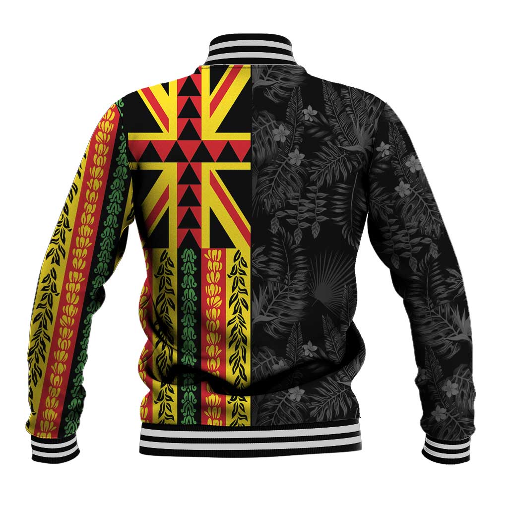 Hawaii Maoli Spirit Baseball Jacket Kakau Pattern With Flower Lei - Polynesian Pride