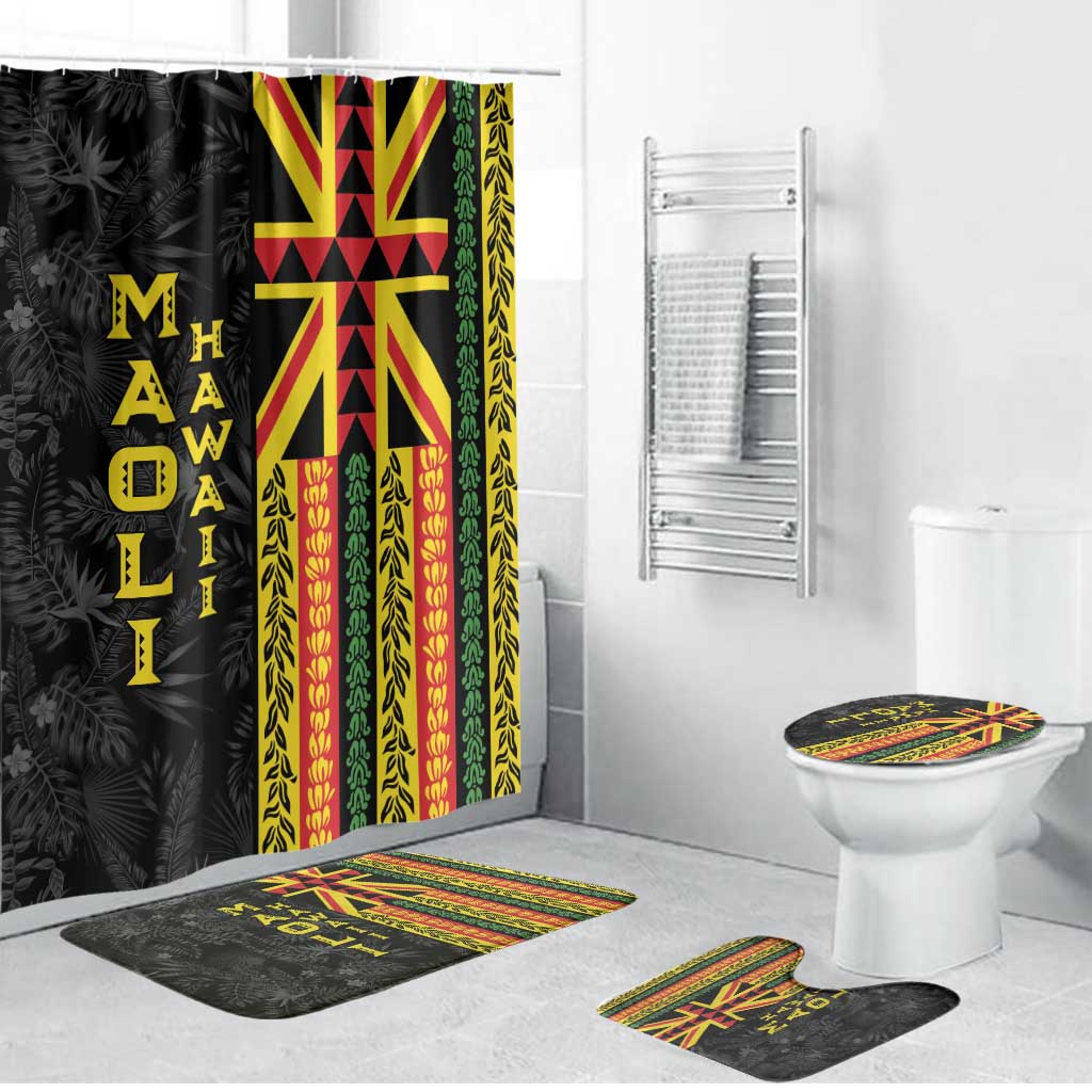 Hawaii Maoli Spirit Bathroom Set Kakau Pattern With Flower Lei - Polynesian Pride