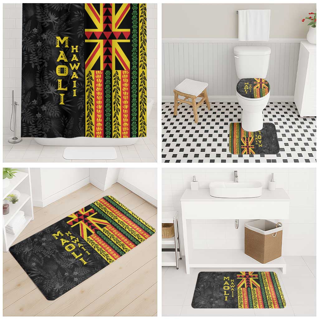 Hawaii Maoli Spirit Bathroom Set Kakau Pattern With Flower Lei - Polynesian Pride