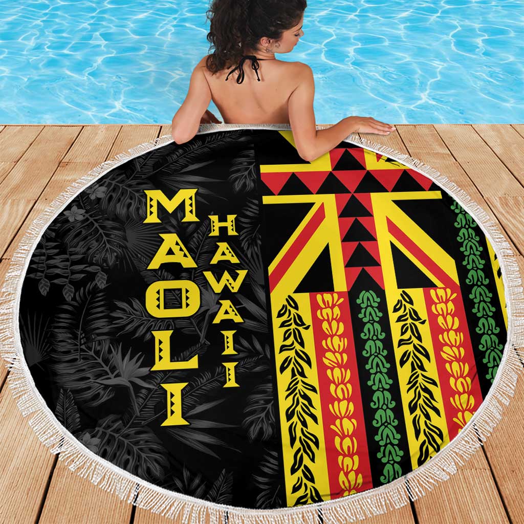 Hawaii Maoli Spirit Beach Blanket Kakau Pattern With Flower Lei - Polynesian Pride