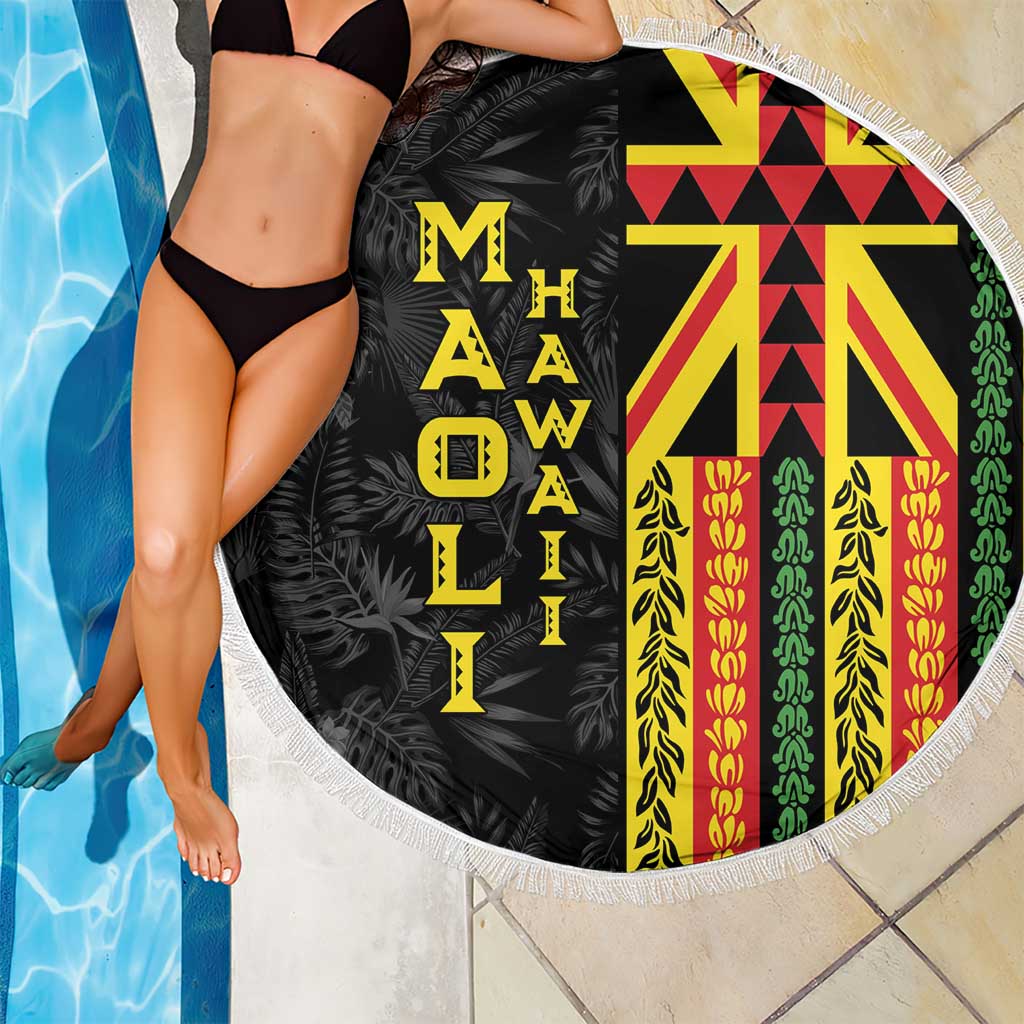 Hawaii Maoli Spirit Beach Blanket Kakau Pattern With Flower Lei - Polynesian Pride
