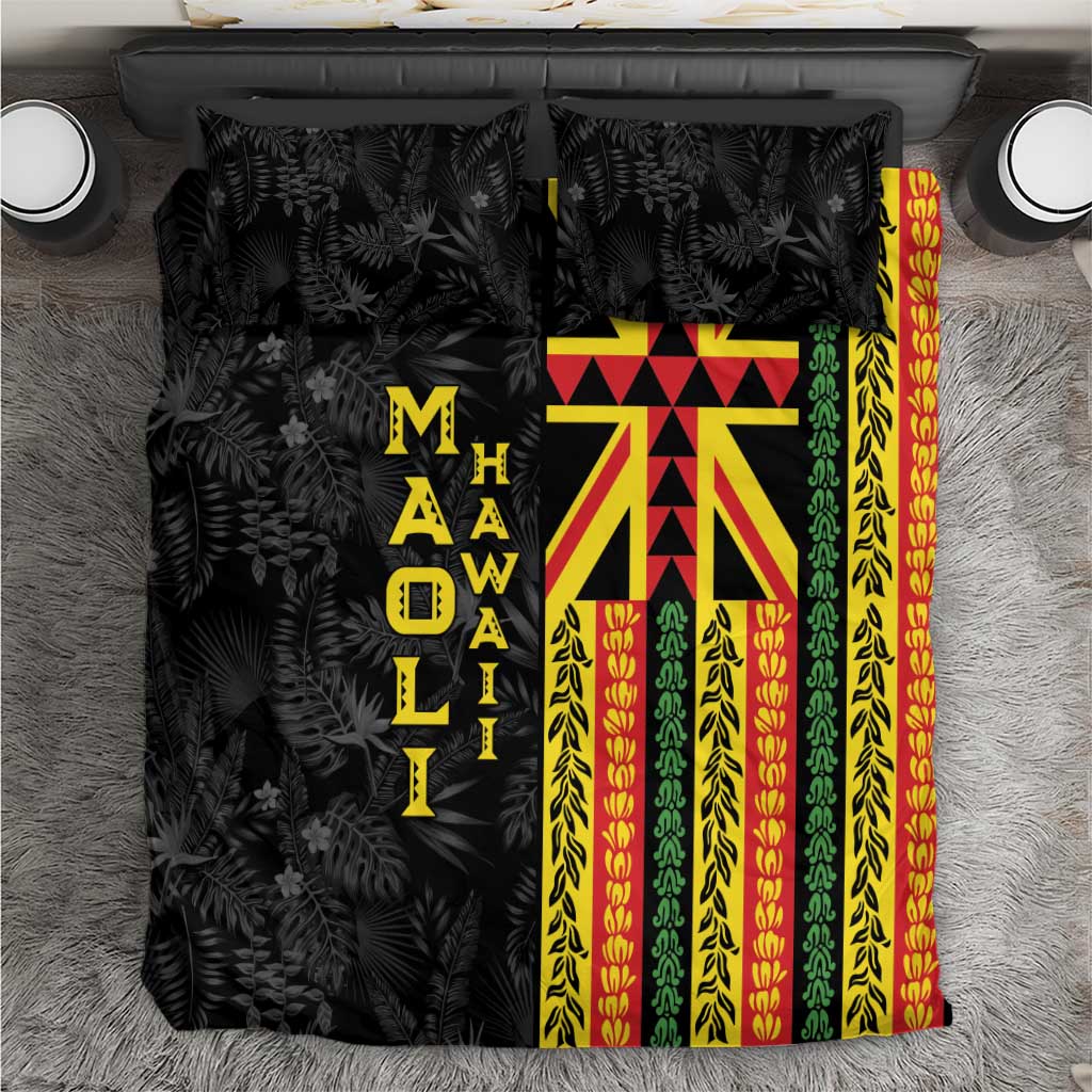 Hawaii Maoli Spirit Bedding Set Kakau Pattern With Flower Lei - Polynesian Pride