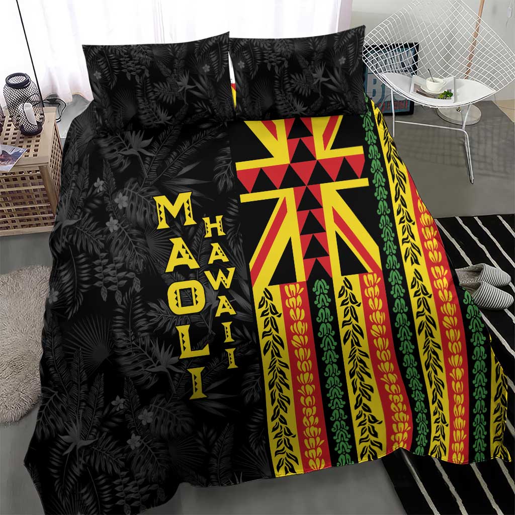 Hawaii Maoli Spirit Bedding Set Kakau Pattern With Flower Lei - Polynesian Pride