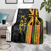 Hawaii Maoli Spirit Blanket Kakau Pattern With Flower Lei - Polynesian Pride