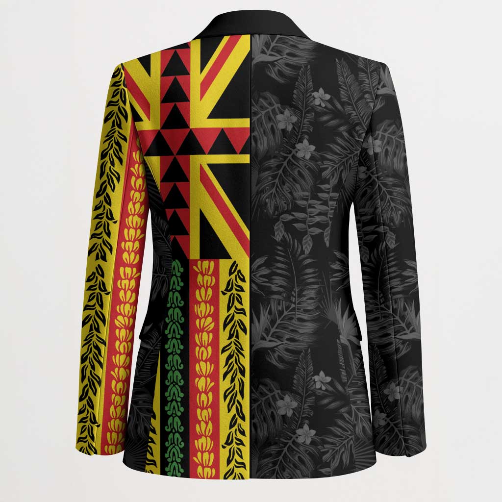 Hawaii Maoli Spirit Blazer Kakau Pattern With Flower Lei - Polynesian Pride