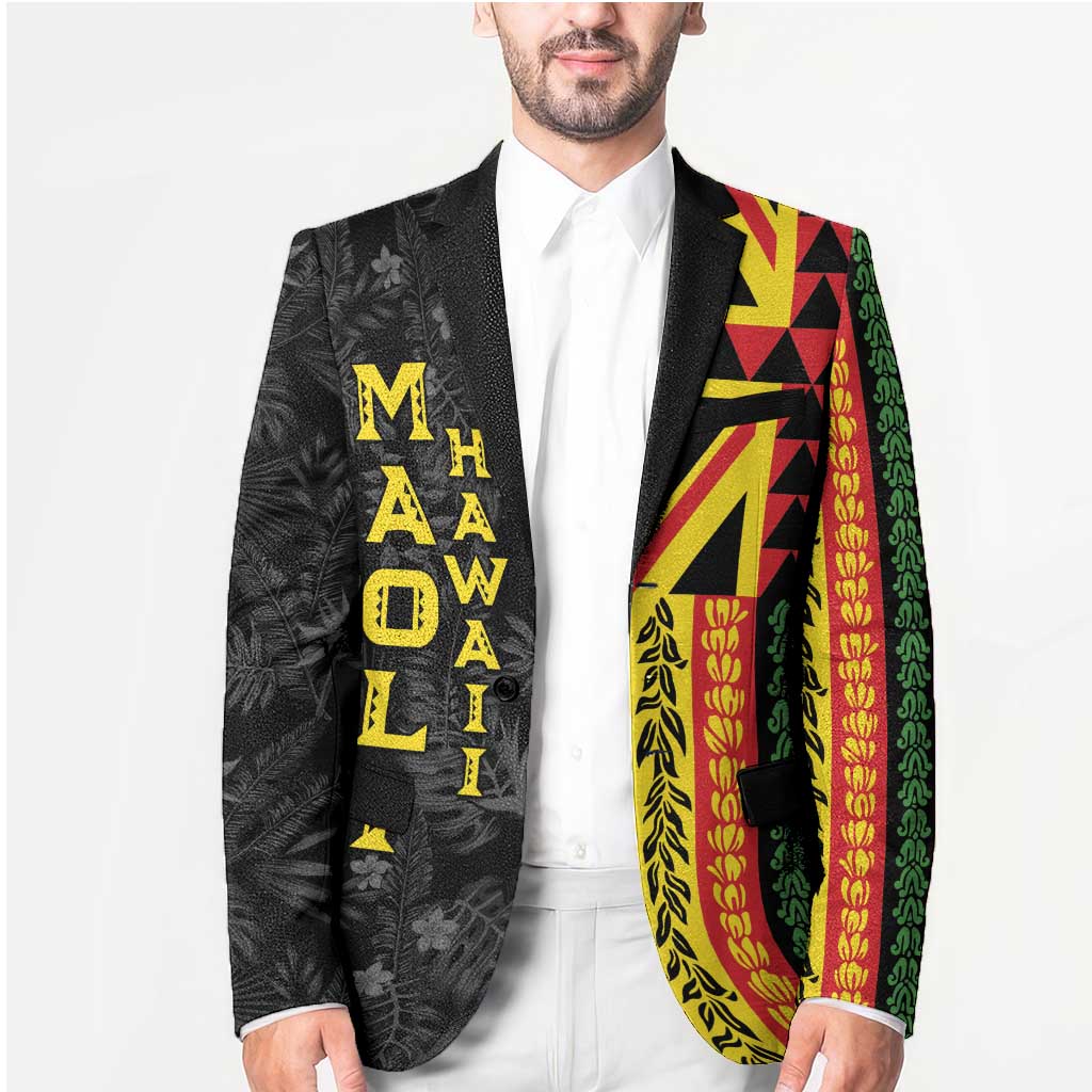 Hawaii Maoli Spirit Blazer Kakau Pattern With Flower Lei - Polynesian Pride
