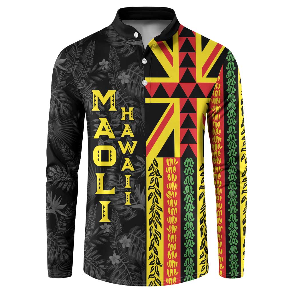 Hawaii Maoli Spirit Button Sweatshirt Kakau Pattern With Flower Lei - Polynesian Pride