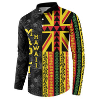 Hawaii Maoli Spirit Button Sweatshirt Kakau Pattern With Flower Lei - Polynesian Pride