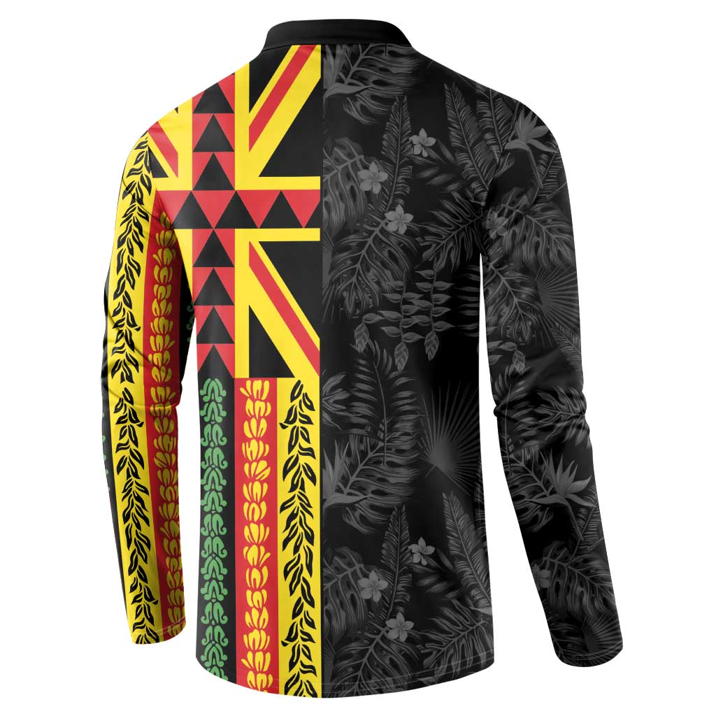 Hawaii Maoli Spirit Button Sweatshirt Kakau Pattern With Flower Lei - Polynesian Pride