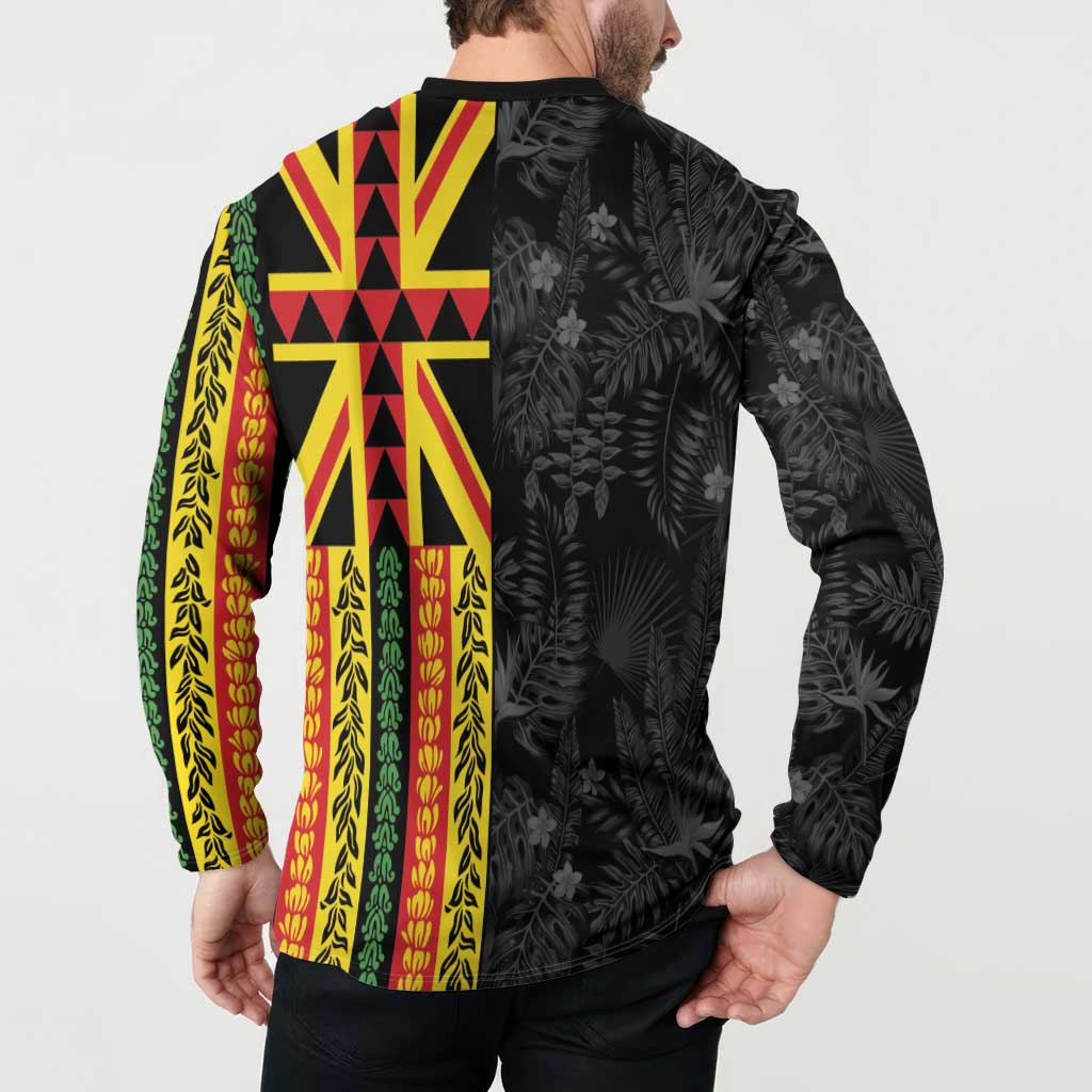 Hawaii Maoli Spirit Button Sweatshirt Kakau Pattern With Flower Lei - Polynesian Pride