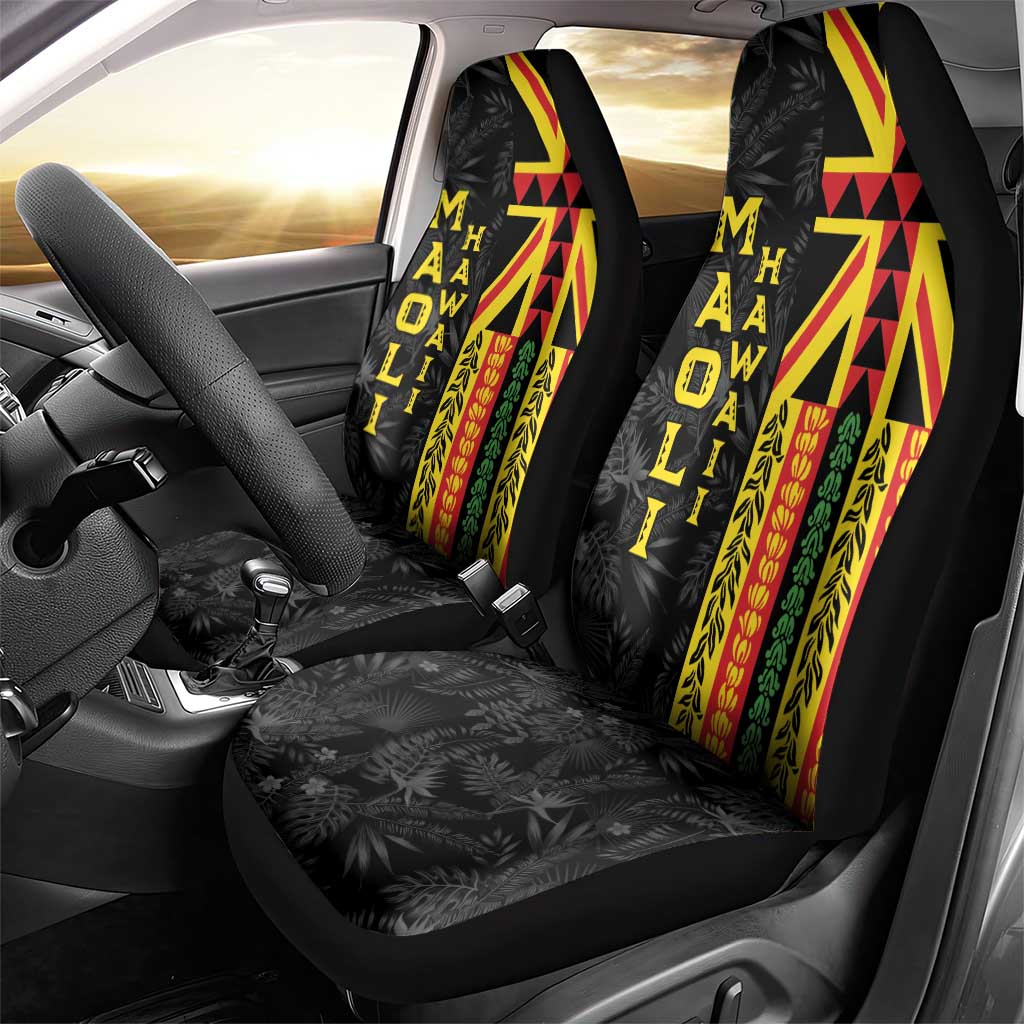 Hawaii Maoli Spirit Car Seat Cover Kakau Pattern With Flower Lei - Polynesian Pride